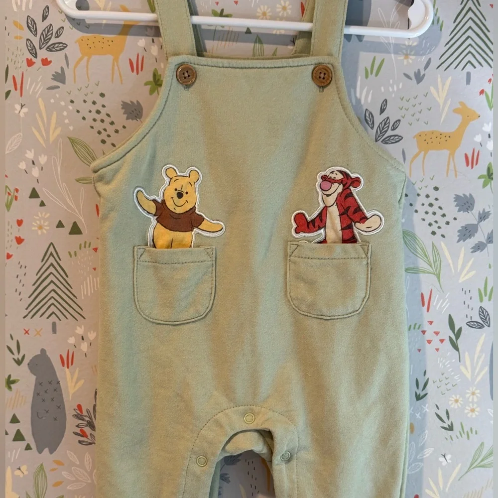 Disney Baby Winnie the Pooh and Tigger 2 Piece Baby Overall Set 6-9 Months - Picture 7 of 9